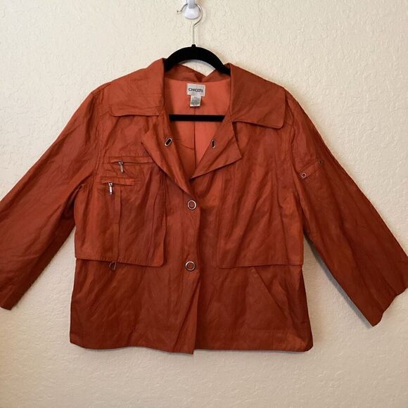 Chico's Jackets & Blazers - Chico’s Gorpcore Rust Cropped Jacket Size 12